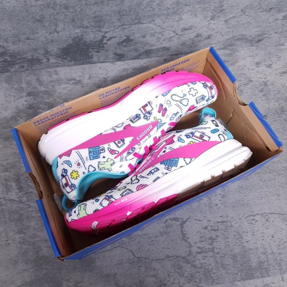 BROOKS Trace 4 Hero Medical Nurse Running Shoes Women 8.5 WIDE White Pink No Lid - Picture 6 of 7